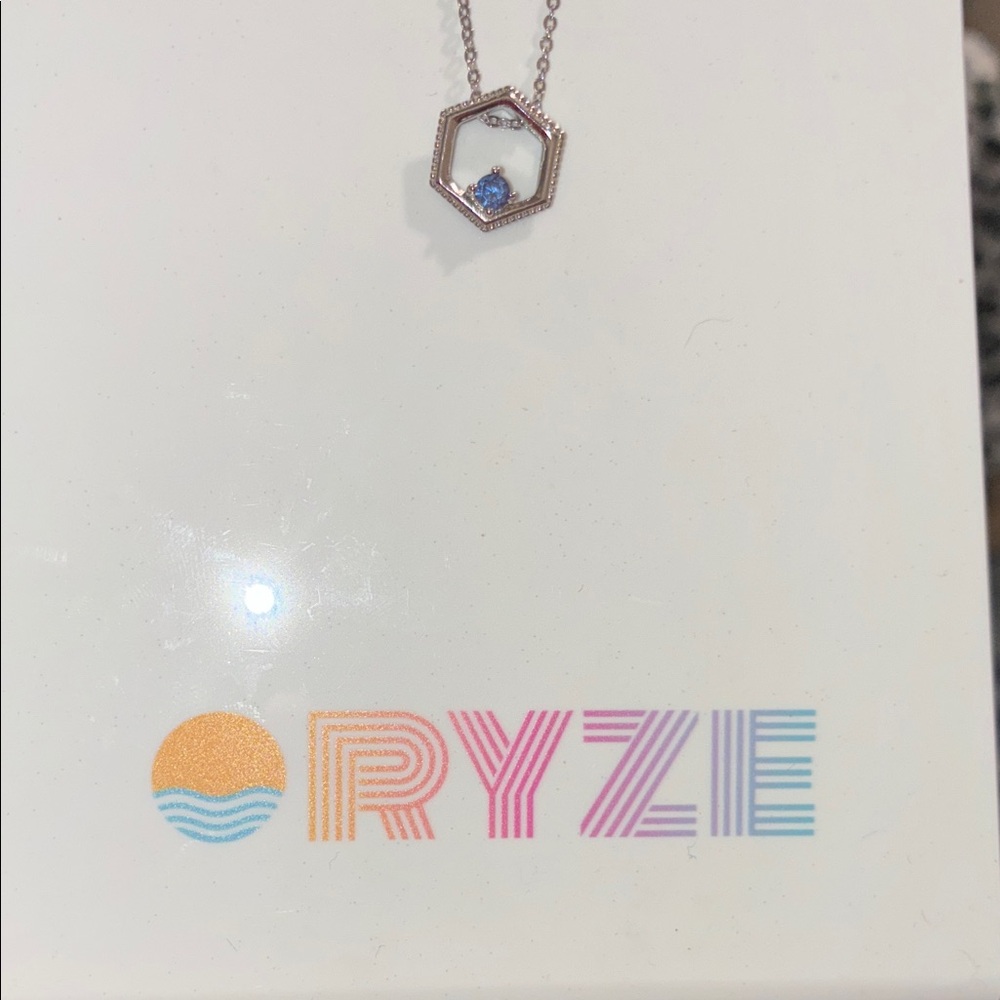 Silver Necklace with Blue Gemstone